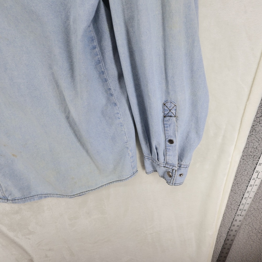 Harley Davidson XXL Light Wash Denim Button Shirt '03 C8036 HMGL Thrashed *READ - Picture 6 of 15